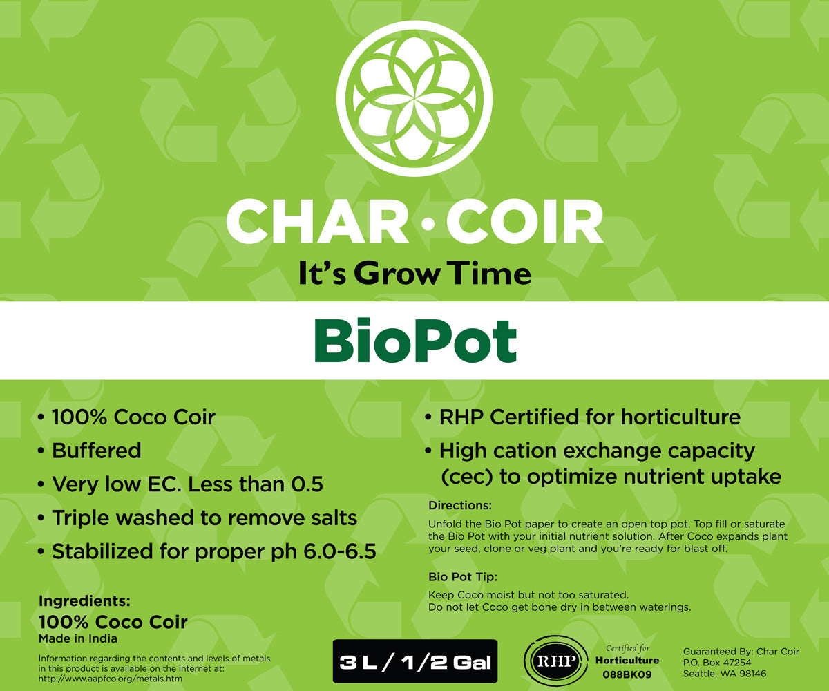 Char Coir BioPot, 3L (Qty: 1)