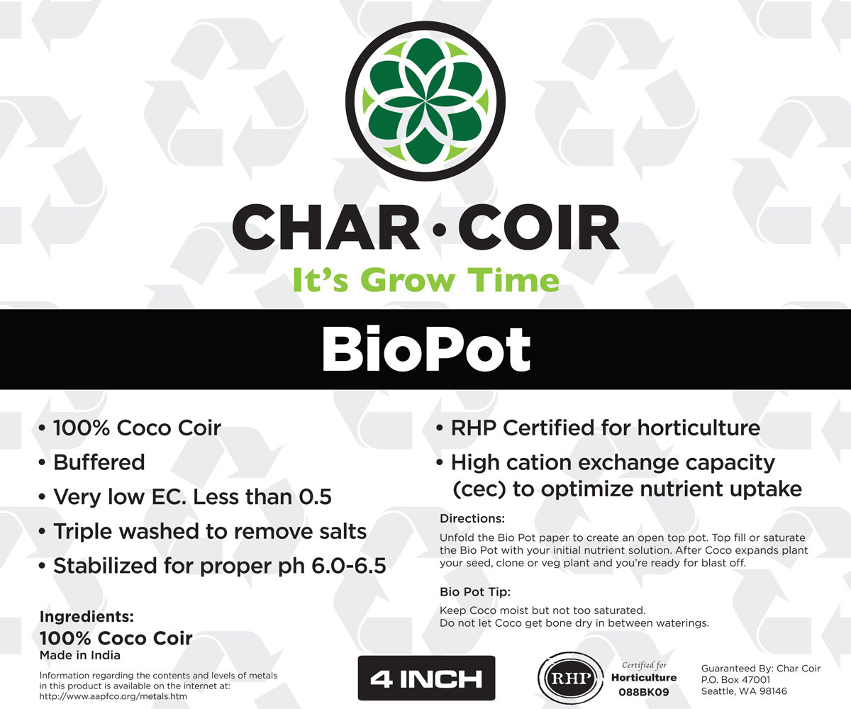 Char Coir BioPot, 4 inch