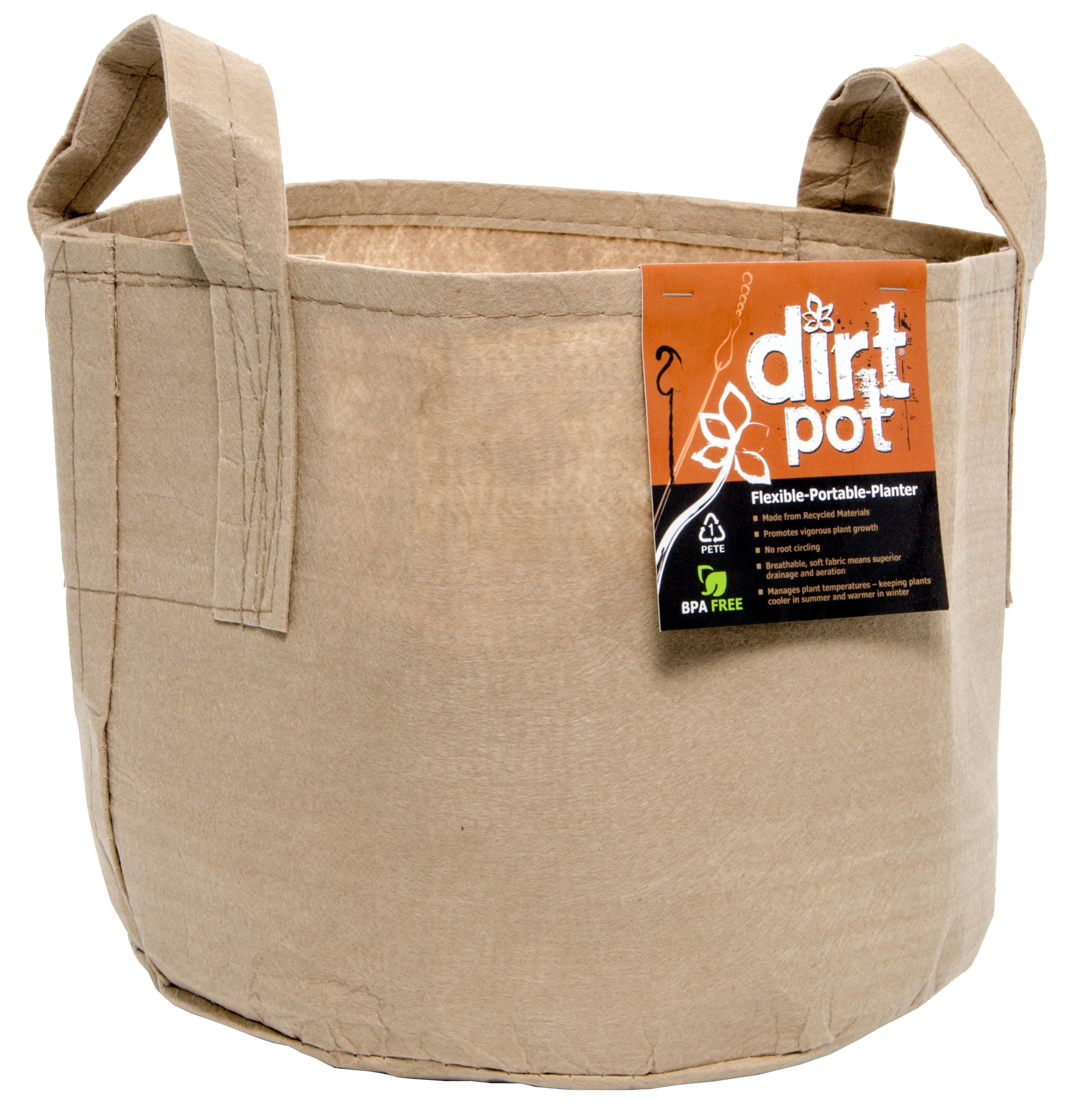Dirt Pot Tan 100 Gal w/Handle (5/pk) (10/cs)