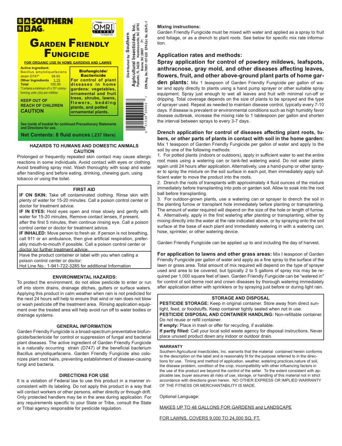Southern Ag Garden Friendly Fungicide Southern Ag Garden Friendly Fungicide