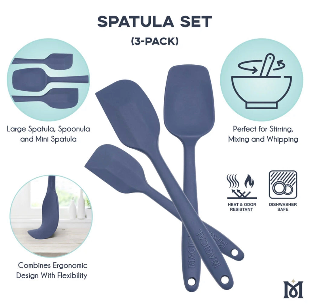 Non-Stick Silicone Spatula Set by Magical Butter (Set of 3)